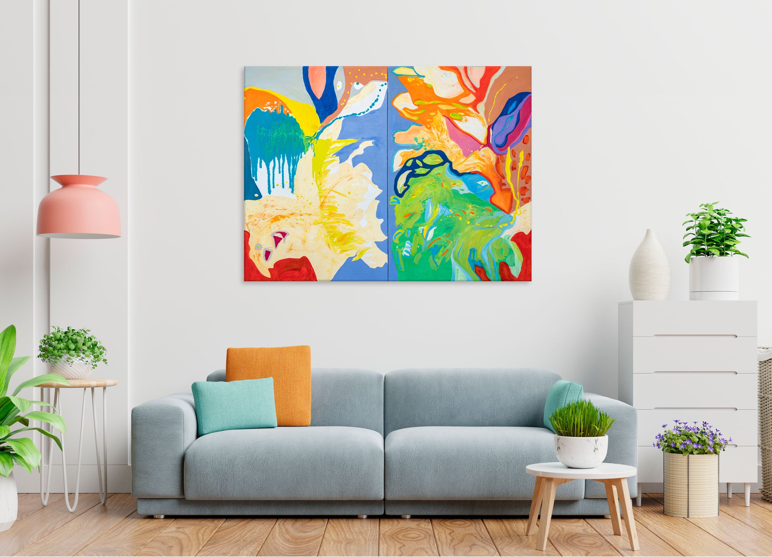 Living Under Currents (Diptych, 64”x48”)