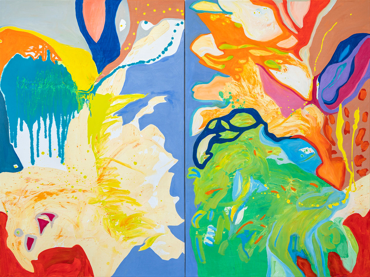 Living Under Currents (Diptych, 64”x48”)